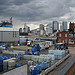 A storm over Canary Wharf, viewed from the Greenwich peninsula