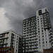 Tower blocks in the storm, Greenwich peninsula