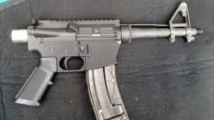 A .22 pistol made with a 3D-printed AR-15 lower receiver.