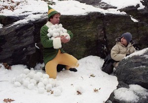 Buddy-and-Michael-in-a-snowball-fight