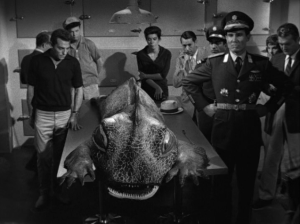 Jerry Douglas in The Outer Limits episode Tourist Attraction. Kind of a Creature from the Black Lagoon clone. Not the usual pondering of humankind's place in the universe and the consequences of its actions.