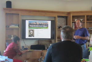 Bill McDorman teaching at Seed School. Belle Starr is on the left.