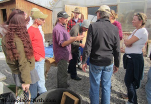 Don Tipping explaining threshing.