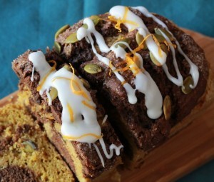 Pumpkin-Chocolate Loaf with Orange Glaze