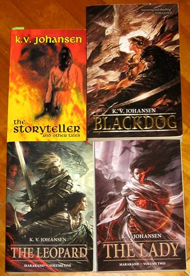 All four published stories of Moth's world. (Three covers by Swanland, one by Artemisia.) Aren't they handsome? The contents are pretty damn fine, too.