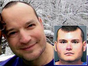 Stephen Patrick White, burned and beaten to death, and his alleged assailant, Garry Gupton (insert photo).