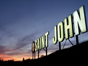 This welcoming sign sits atop Fort Howe