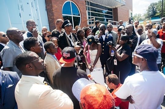 Protest at Ferguson Police Dept, by