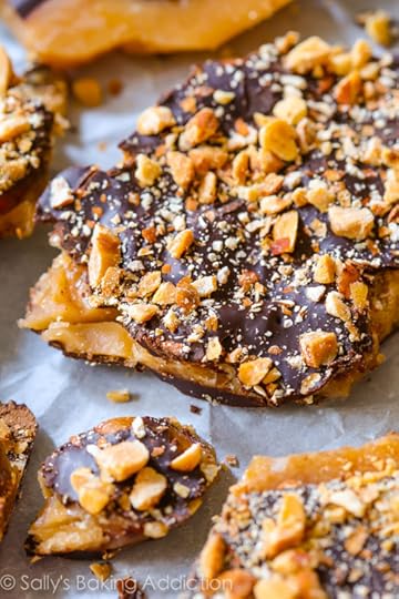 Salted Dark Chocolate Almond Toffee Recipe on sallysbakingaddiction.com-- this stuff is addictive!