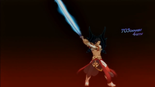 Tales of Xillia's Gaius uses his Mystic Arte (Absolute Domination) as the final boss