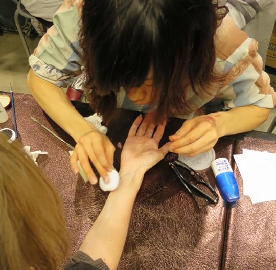 Then the outside borders of the goop were smoothed down so they blended with my skin.