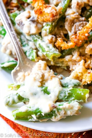 Creamy, comforting green bean casserole made completely from scratch. Get the recipe on sallysbakingaddiction.com