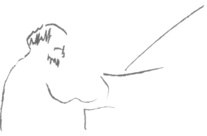 George Winston in pencil with graphic design