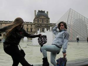 Performance art at the Louvre.