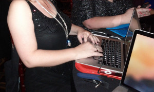 Marilyn Vix writing dangerously at the annual 2014 NaNo Fundraiser in San Francisco, CA.