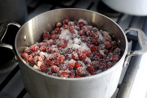 cranberries, sugar and orange zest