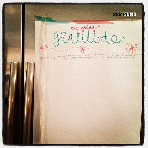Today we started a daily gratitude list on giant paper on our fridge. Makes my heart happy.
