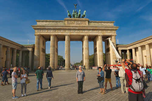 Standing in front of the Brandenberg Gate i n Berlin, September 2014