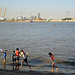Kids playing in the Thames