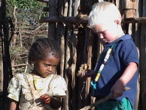 Playing with an Ethiopian child