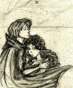 This is fan art by Ambra of two characters in The Soulstone Chronicles fantasy series.