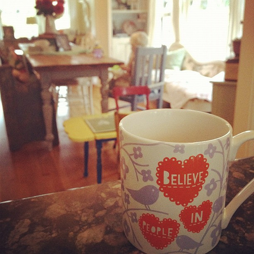 What 730am looks like. Hot tea while little man eats and watches Elmo. #slowmorning