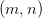 (m, n)