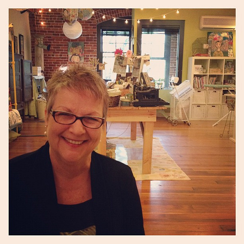 Mom is letting her red hair go and letting the gray come in. Love!