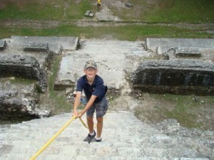 climbing temple at lamanai