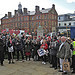 The crowd in front of Lewisham Hospital