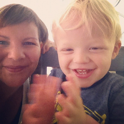 He claps like this when he sees himself in the iPhone #toddlersareadorable