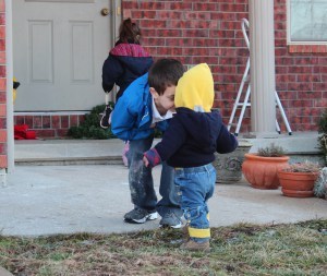 Alex loves making Michael laugh by getting right in his face and SHOUTING!!!!!!! It works...usually.