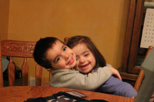 Put a camera in front of him, and he's all love. And you can see the beginnings of Julianna's rash...