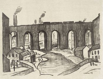 Ls lowry the viaduct stockport 1969