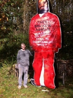 We Stand With Shaker: Clive Stafford Smith, the director of Reprieve, stands with the campaign's giant inflatable figure of Shaker Aamer (Photo: Joanne MacInnes for We Stand With Shaker).