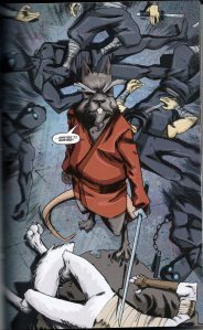 Also in the comic Splinter is an utter badass.