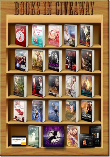 Bookshelf Giveaway 2014 Books-with kindle-card