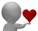 Heart And 3d Character Shows Love And Valentines