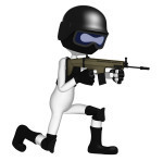 3d Soldier aiming assault gun