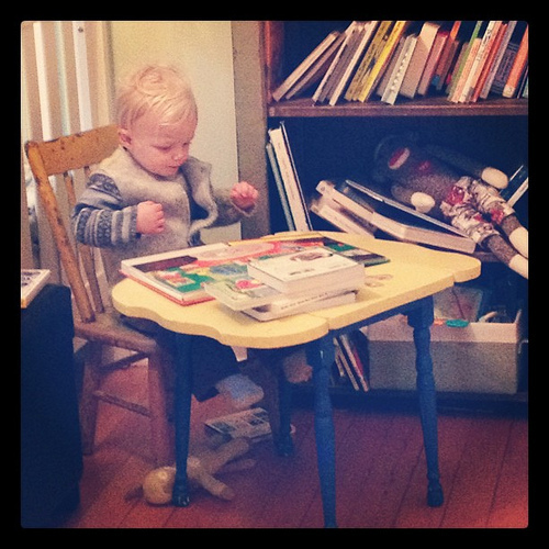 The sitting in a big boy chair at a big boy table never gets old for me. Toddlers are seriously adorable to watch.