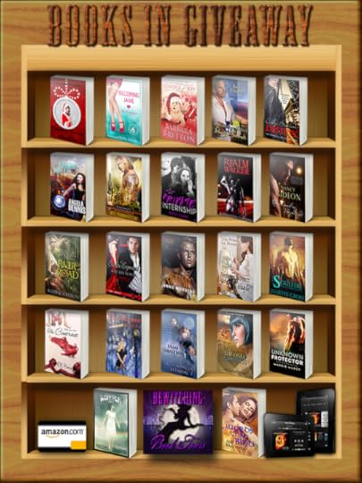 Bookshelf Giveaway 2014 Books-with kindle-card