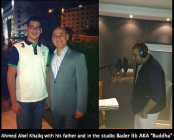 Ahmed Khaliq with his dad and 'Buddha'