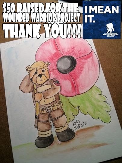 Thank you! $50 raised with the Teddy Bear Soldier Watercolor for the Wounded Warrior Project