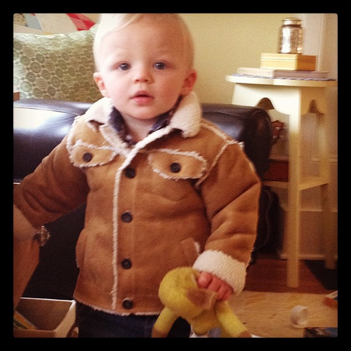 Hello world. I'm 15 mos and loving my new jacket!