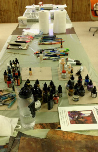 I brought inks to experiment with, and experiment we did!