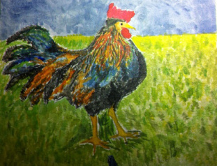 The chicken in an underpainting.