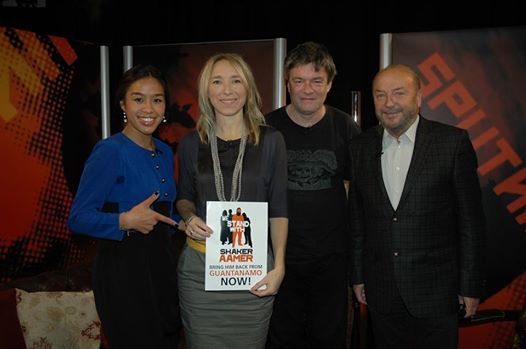 Joanne MacInnes and Andy Worthington of We Stand With Shaker with George Galloway and Gayatri for the Sputnik show broadcast on RT on November 29, 2014.