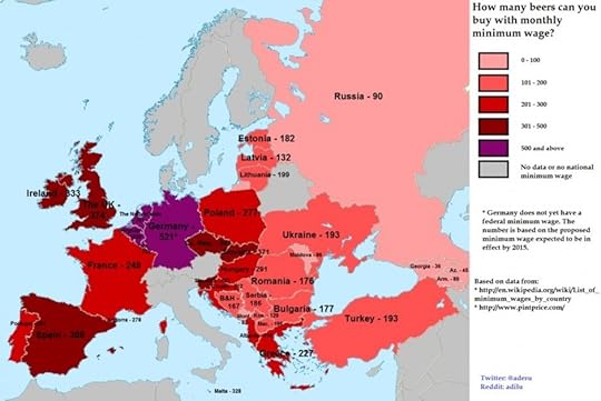 How many beers can you buy (in Europe) with your minimum wage?