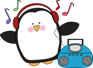penguin-listening-to-music