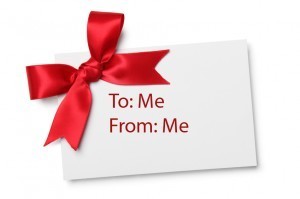 Blank card with red ribbon bow